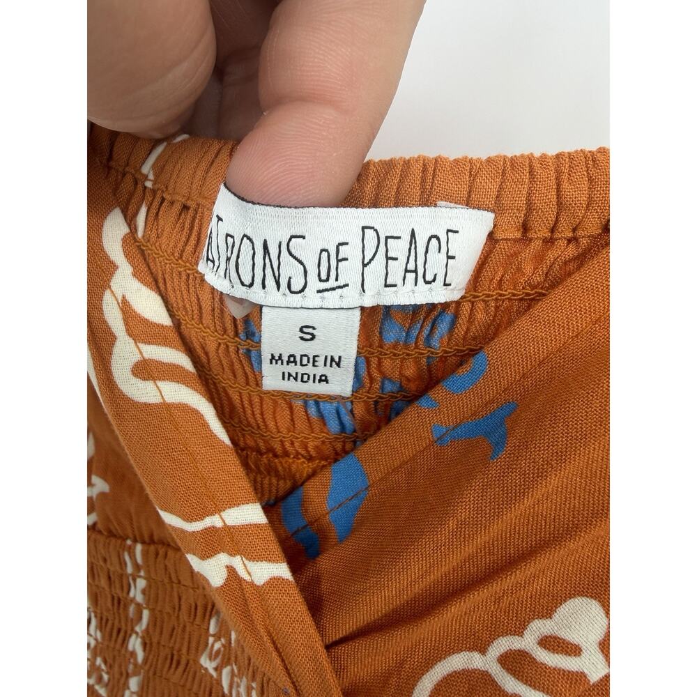 Patrons of Peace Maxi Dress Womens Small Boho Orange Print Tie Strap Flowing - Picture 4 of 12